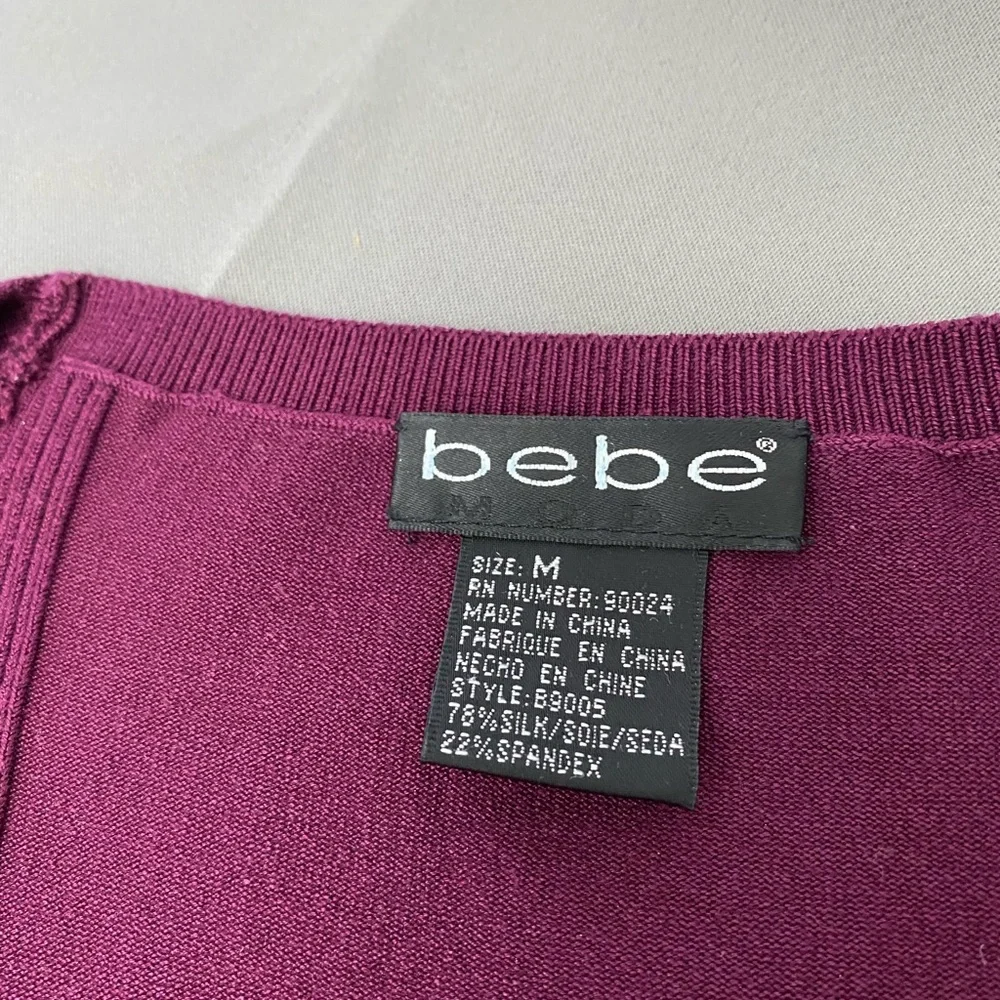 Bebe stretch knit top Merlot NWOT Medium - Picture 3 of 6